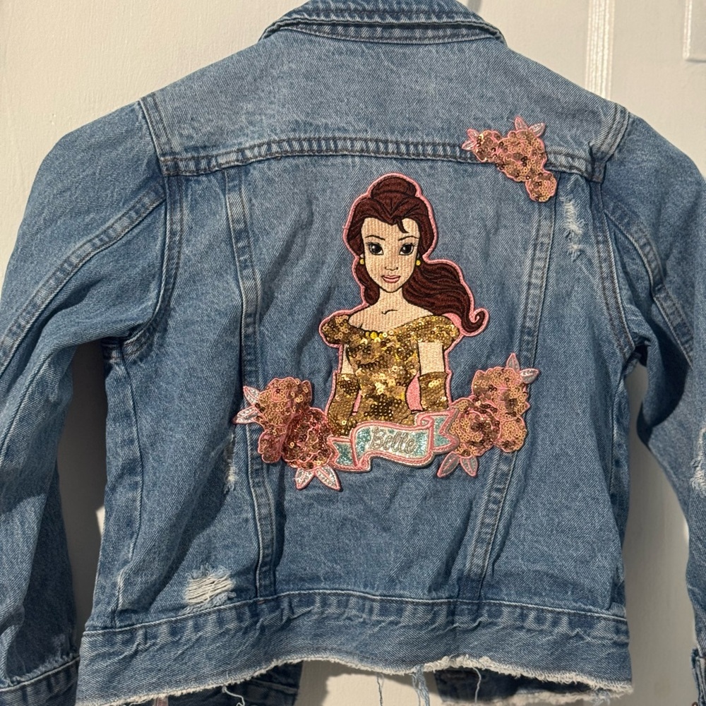 Girls size 5/6 Disney Princess Belle Distressed Jean Jacket.